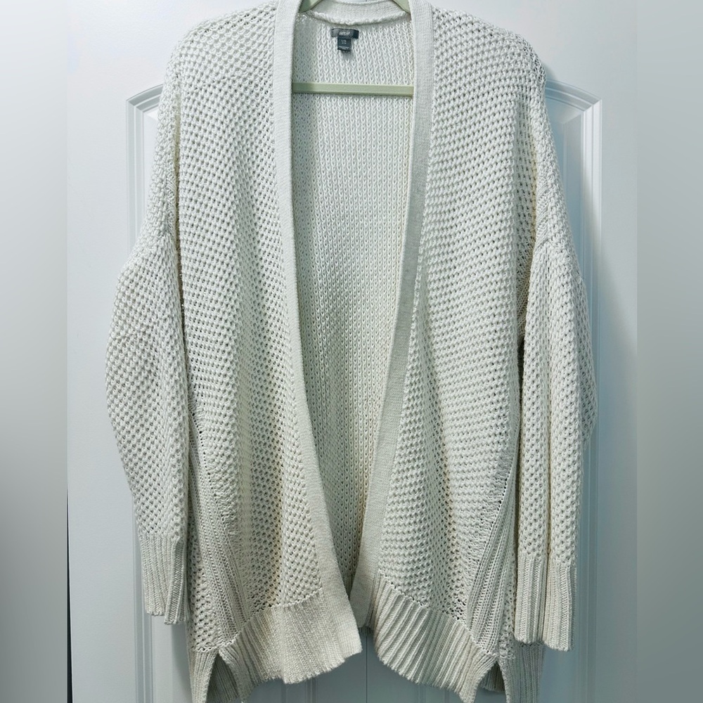 AERIE soft knit oversized open cardigan L/XL Cream Ivory - Picture 2 of 11